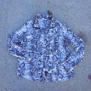 Cotton Candy LA Snakeskin Tie Front Button Up S Grunge Edgy Oversized Top